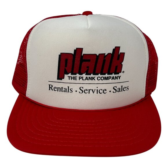Plank The Plank Company Red/White Mesh Trucker Hat Adjustable Snapback Cap - Picture 10 of 13